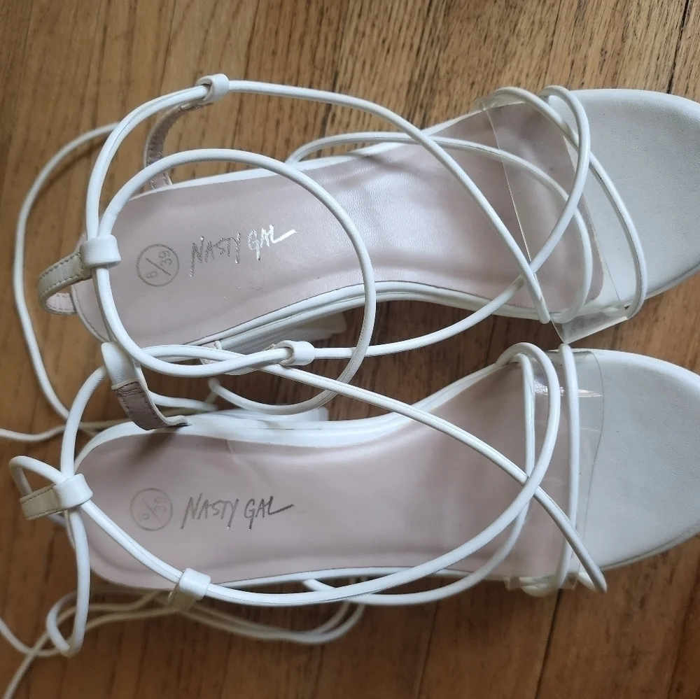 Nasty Gal white strappy platform, 4